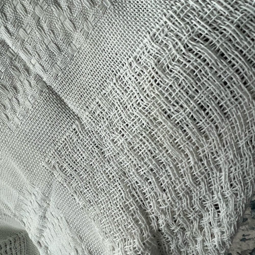 Throw Blanket In Off White tassels decor NWOT